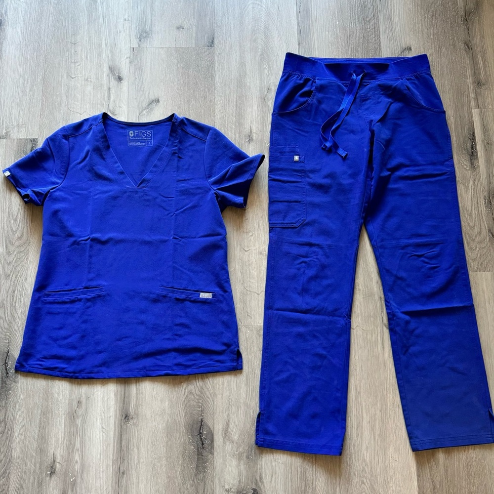 Figs Deep Royal Blue Casma Kade Cargo Scrubs